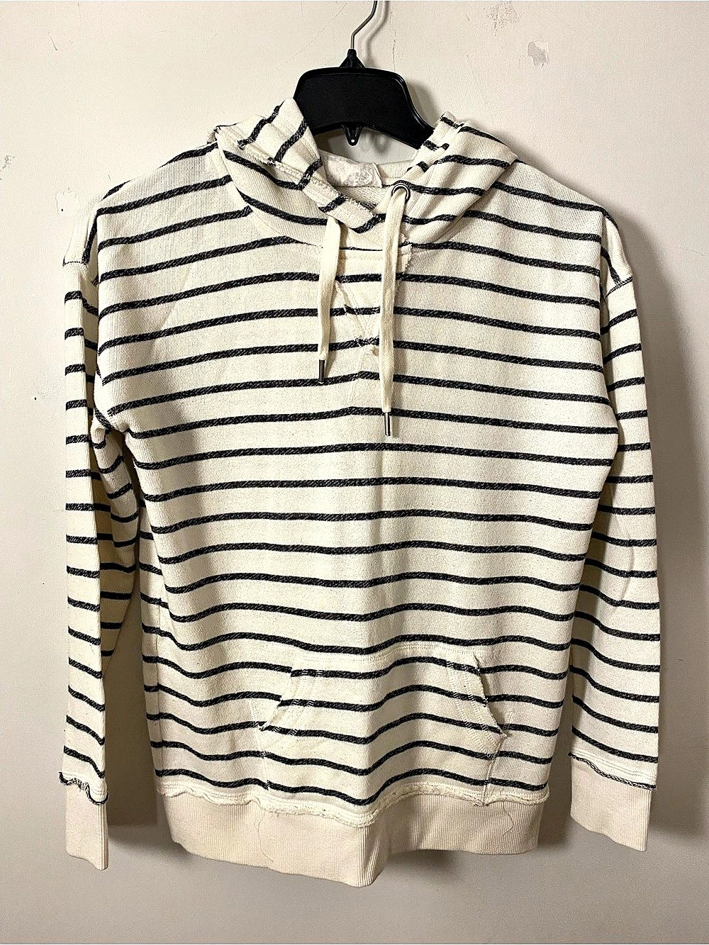 JO&CO Jeans striped Cotton blend pullover hoodie Cream & Black Size L